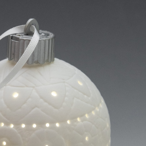 Set of Porcelain Luminous Christmas Balls "White Christmas" 6pcs